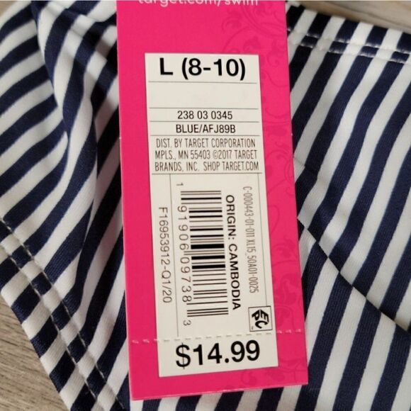 Xhilaration Juniors' Blue Stripe Cheeky Bikini Bottom Sz L - Picture 11 of 12